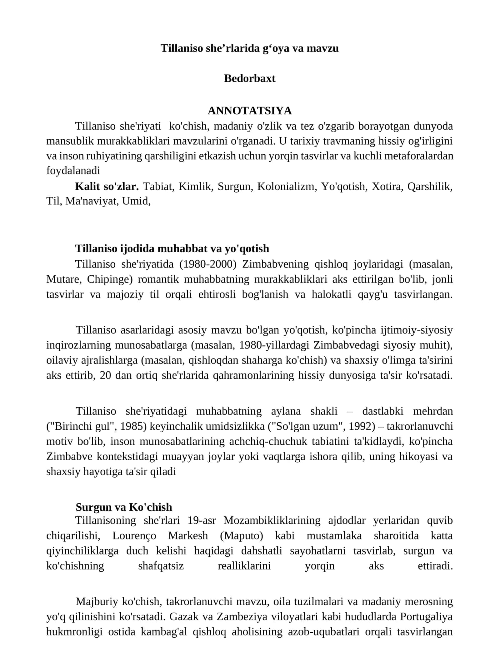 Tillaniso sheʼrlarida gʻoya va mavzu 1