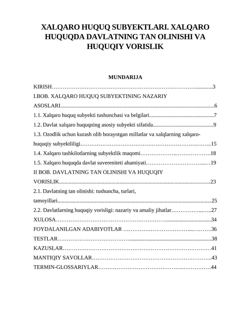 XALQARO HUQUQ SUBYEKTLARI 1