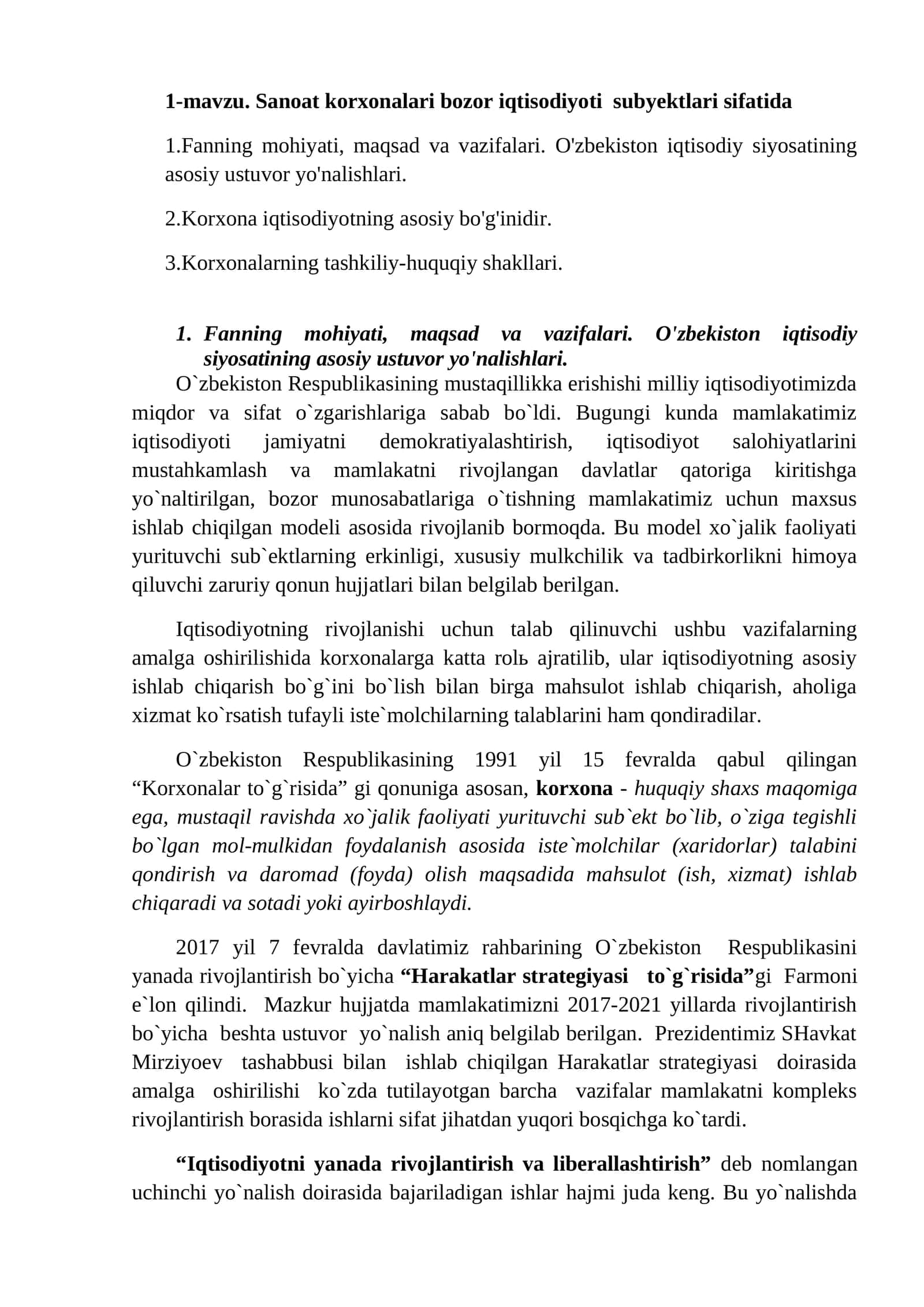 Sanoat korxonalari bozor iqtisodiyoti subyektlari sifatida 1