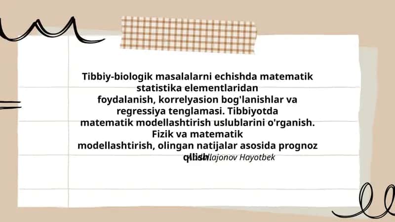 Tibbiy-biologik masalalar 1