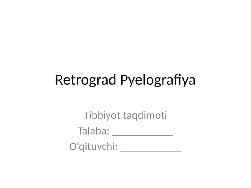 Retrograd Pyelografiya 1