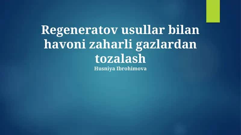 Regenerativ Havoni Tozalash Texnologiyalari 1
