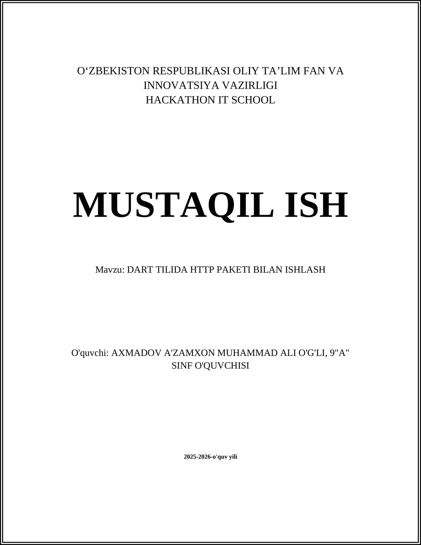DART TILIDA HTTP PAKETI BILAN ISHLASH 1