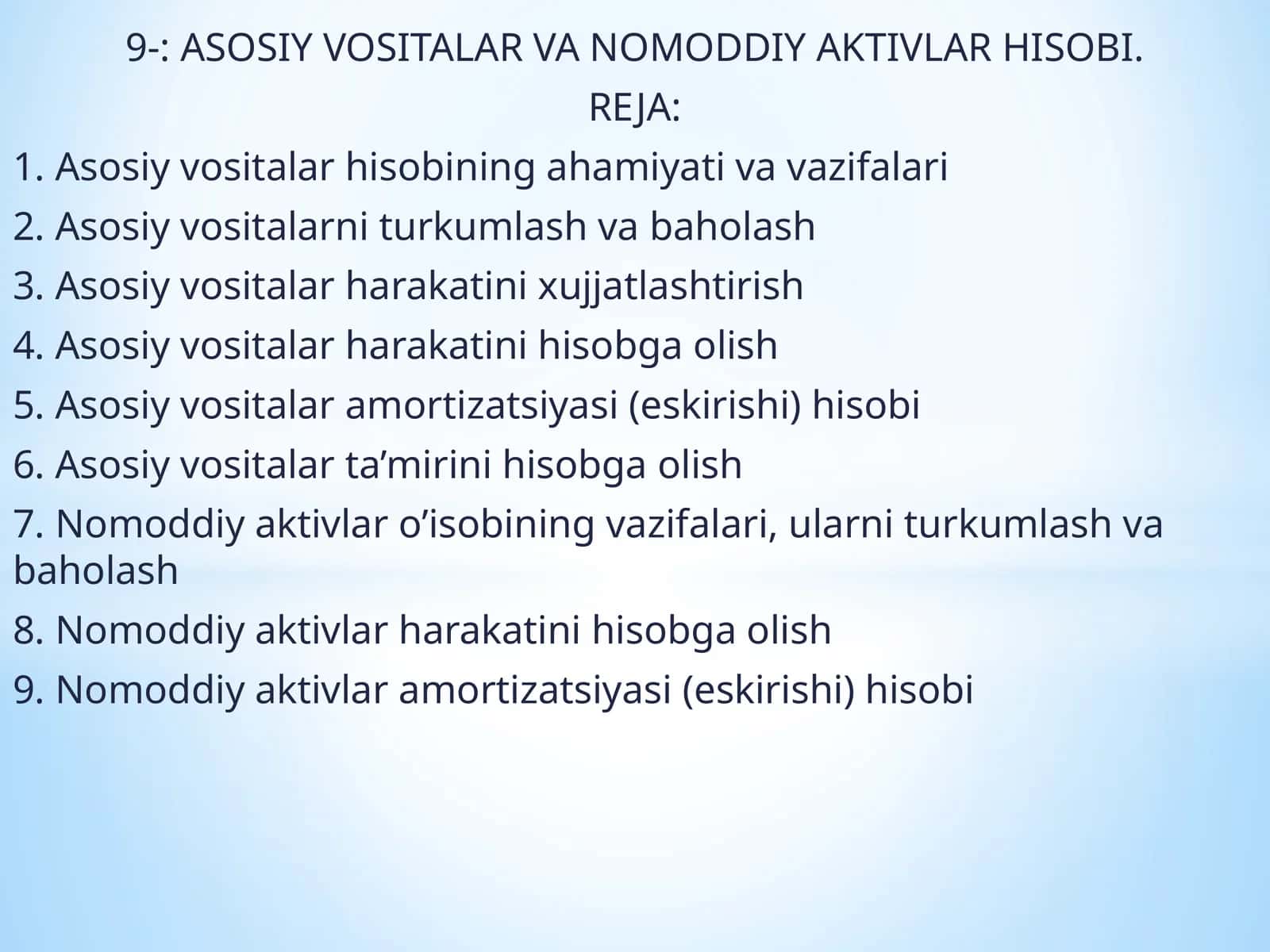 ASOSIY VOSITALAR VA NOMODDIY AKTIVLAR HISOBI 1
