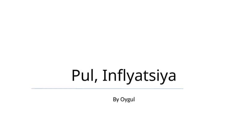 Pul, Inflyatsiya 1
