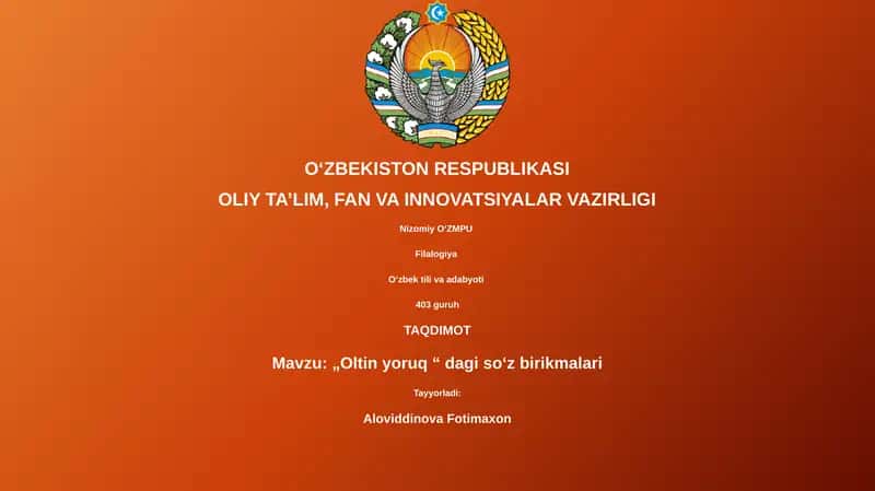 „Oltin yoruq “ dagi soʻz birikmalari 1