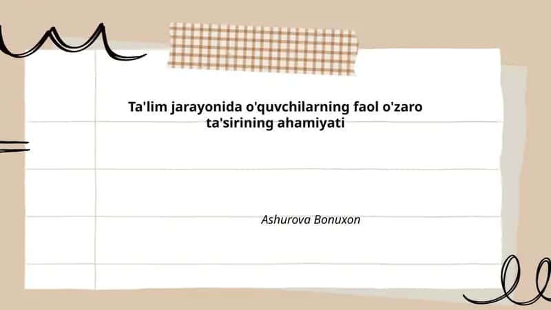 Faol o'zaro ta'sirning ahamiyati 1