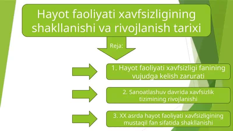 Hayot faoliyati xavfsizligi tuzilishi va rivojlanishi 1