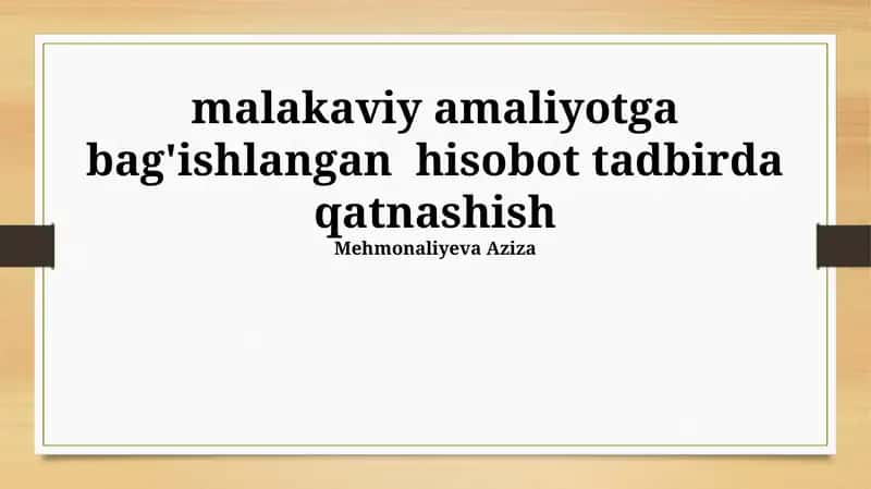 Amaliyotga oid hisobot 1