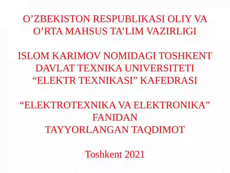O`ZGАRUVCHАN TОKNI TO`G`RILАSH ZАNJIRLАRI