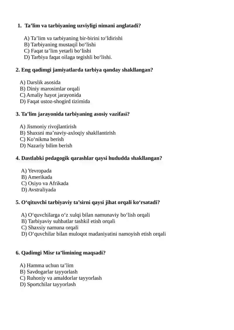 Ta’lim va Tarbiya