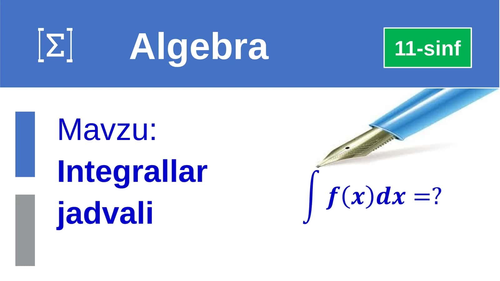 Integrallar jadvali 1