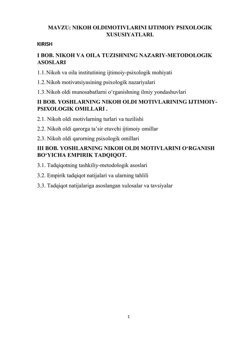 NIKOH OLDIMOTIVLARINI IJTIMOIY PSIXOLOGIK XUSUSIYATLARI 1