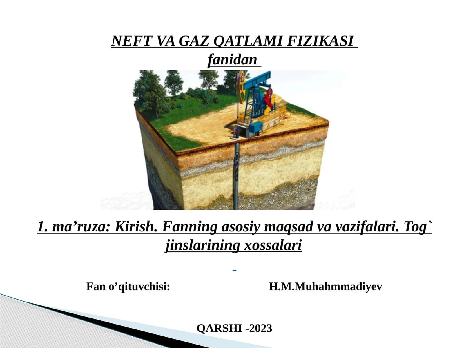 NEFT VA GAZ QATLAMI FIZIKASI 1