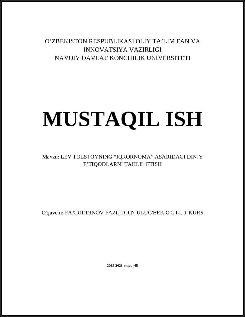 "IQRORNOMA" ASARIDAGI DINIY E’TIQODLARNI TAHLIL ETISH 1