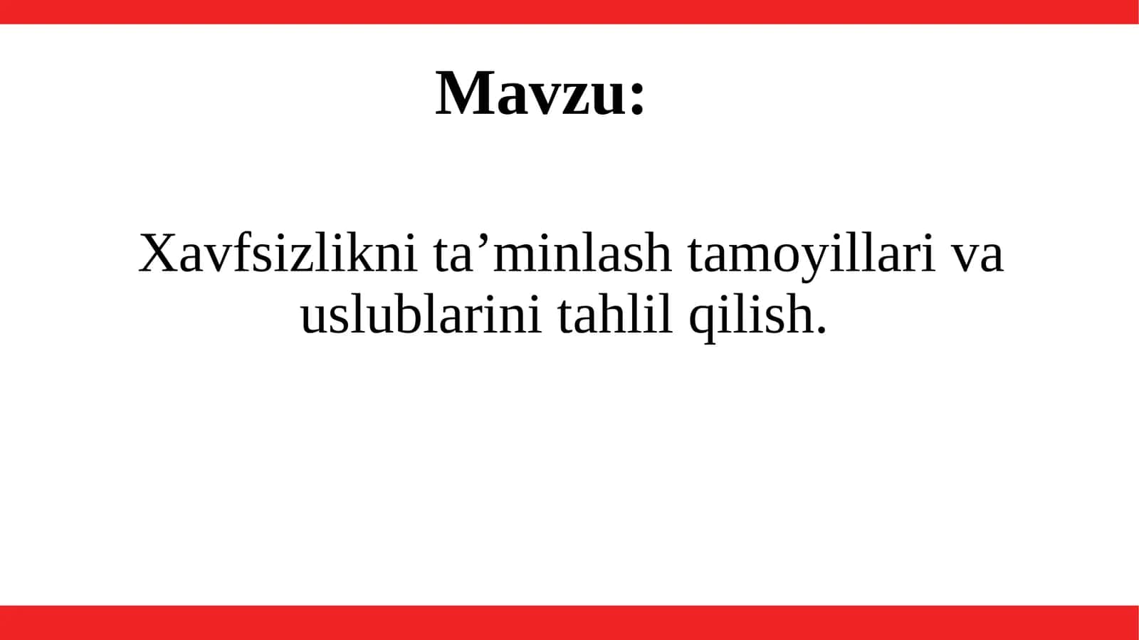 Xavfsizlikni ta'minlash tamoyillari va uslublarini tahlil qilish 1