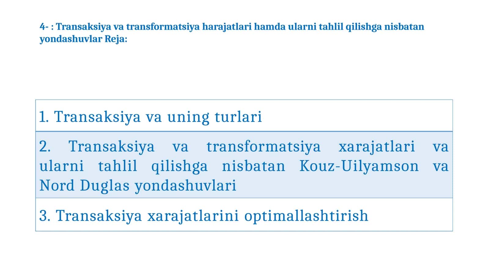 Transaksiya va transformatsiya harajatlari 1