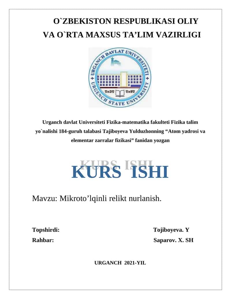 "Atom yadrosi va elementar zarralar fizikasi" 1
