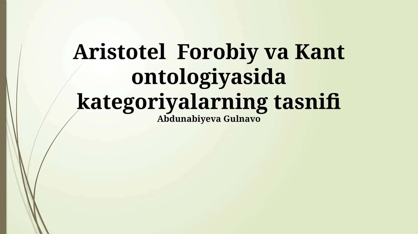 Kantning ontologiyasidagi kategoriyalar 1