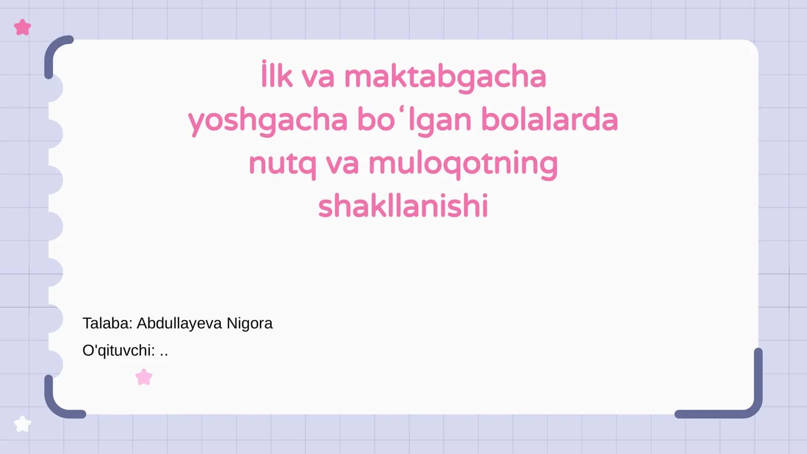 Nutq va muloqotning shakllanishi 1