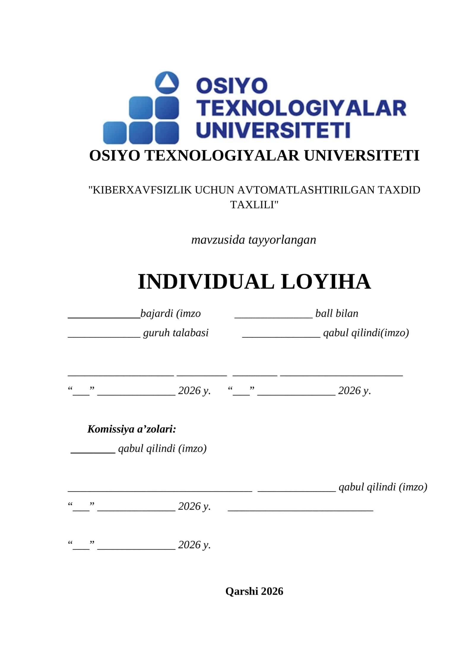 Kiberxavfsizlik uchun avtomatlashtirilgan taxdid taxlili 1