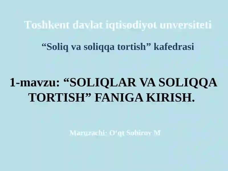 SOLIQLAR VA SOLIQQA TORTISH