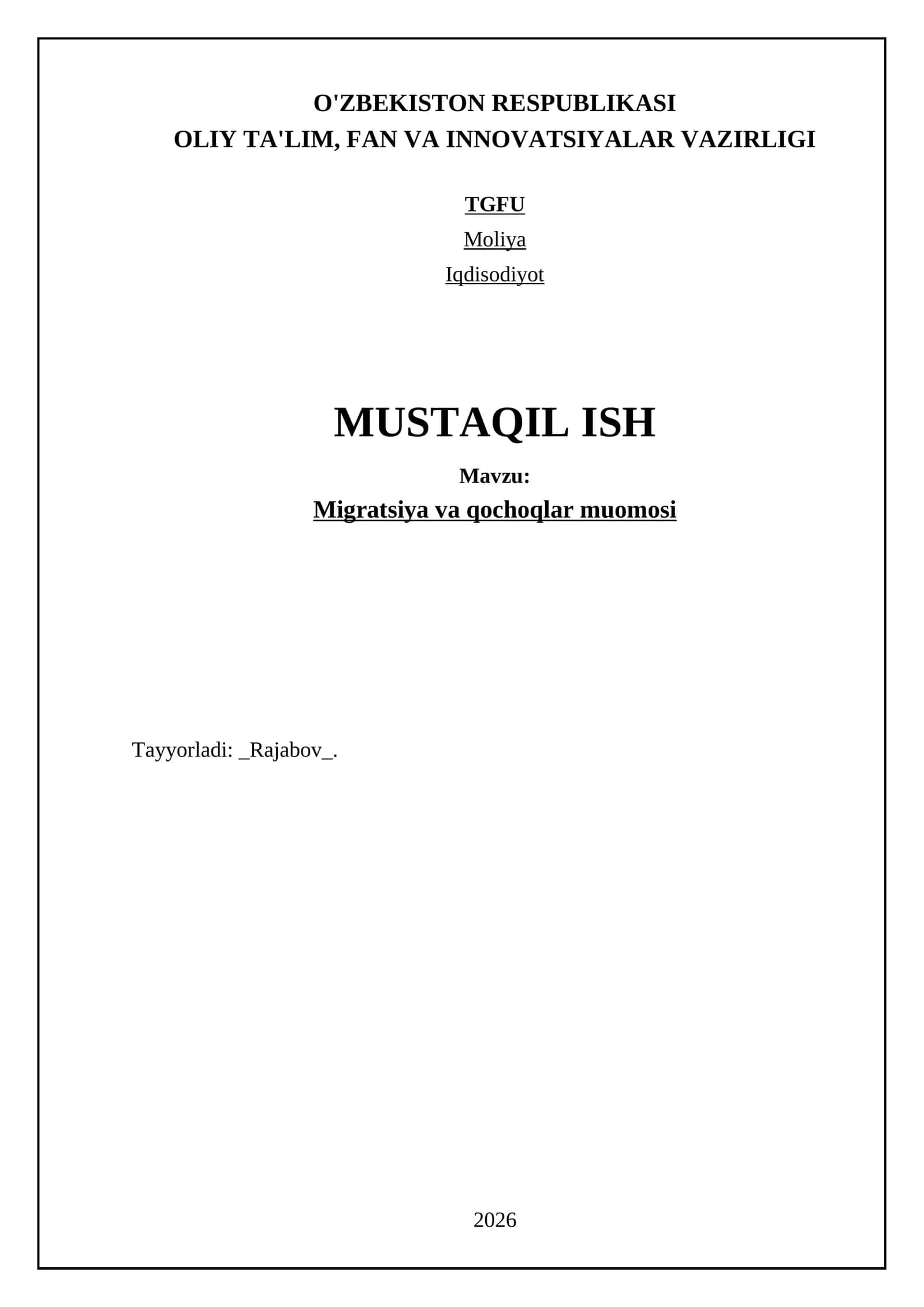 Migratsiya va qochoqlar muomosi 1