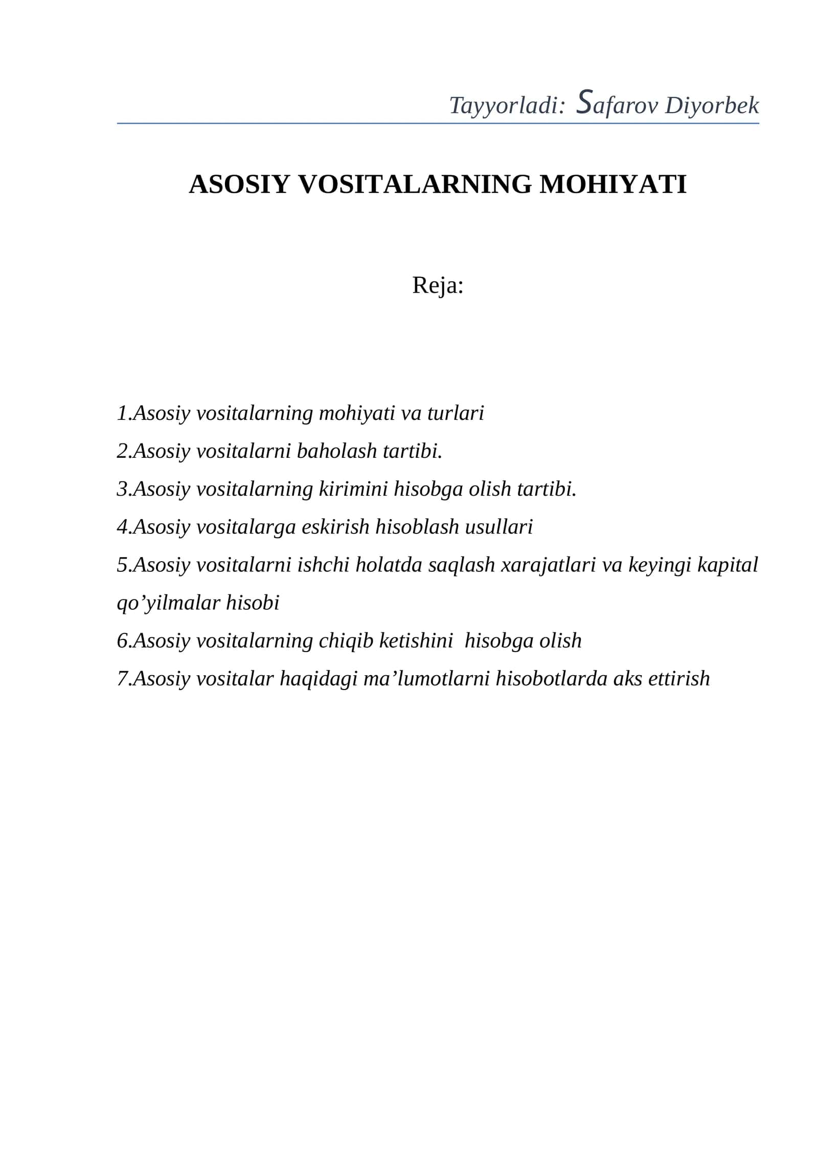 Asosiy Vositalarning Mohiyati 1
