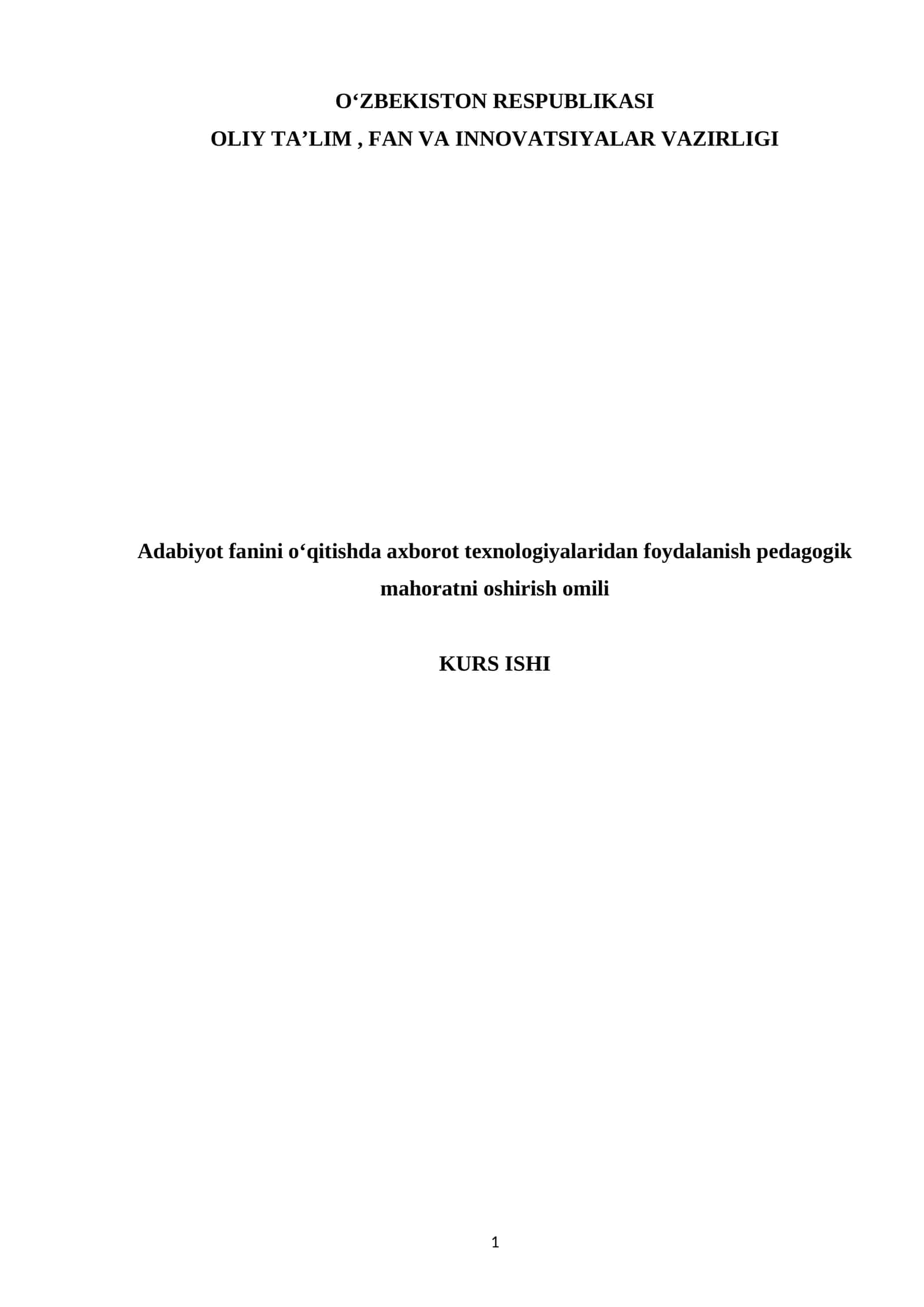 Adabiyot fanini oʻqitishda axborot texnologiyalaridan foydalanish pedagogik mahoratni oshirish omili 1