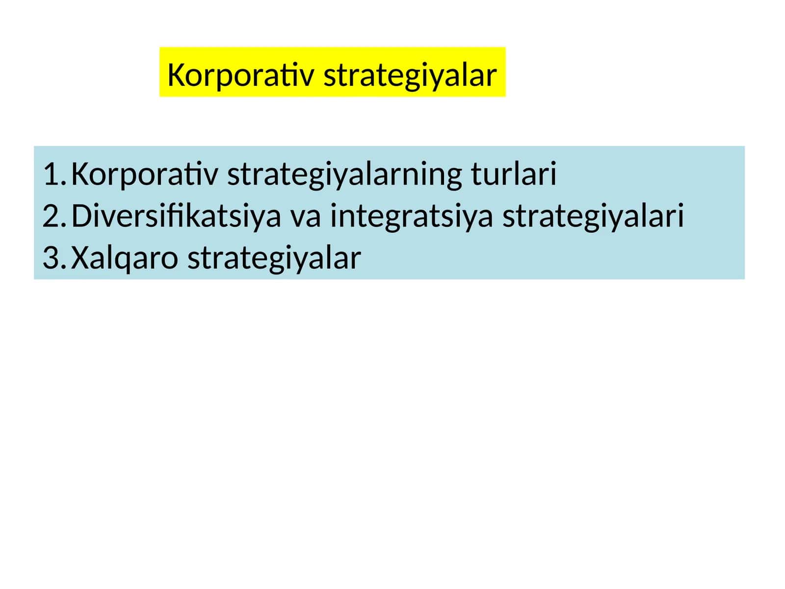 Korporativ strategiyalar 1