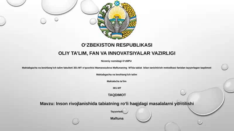 MTda tabiat bilan tanishtirish metodikasi 1