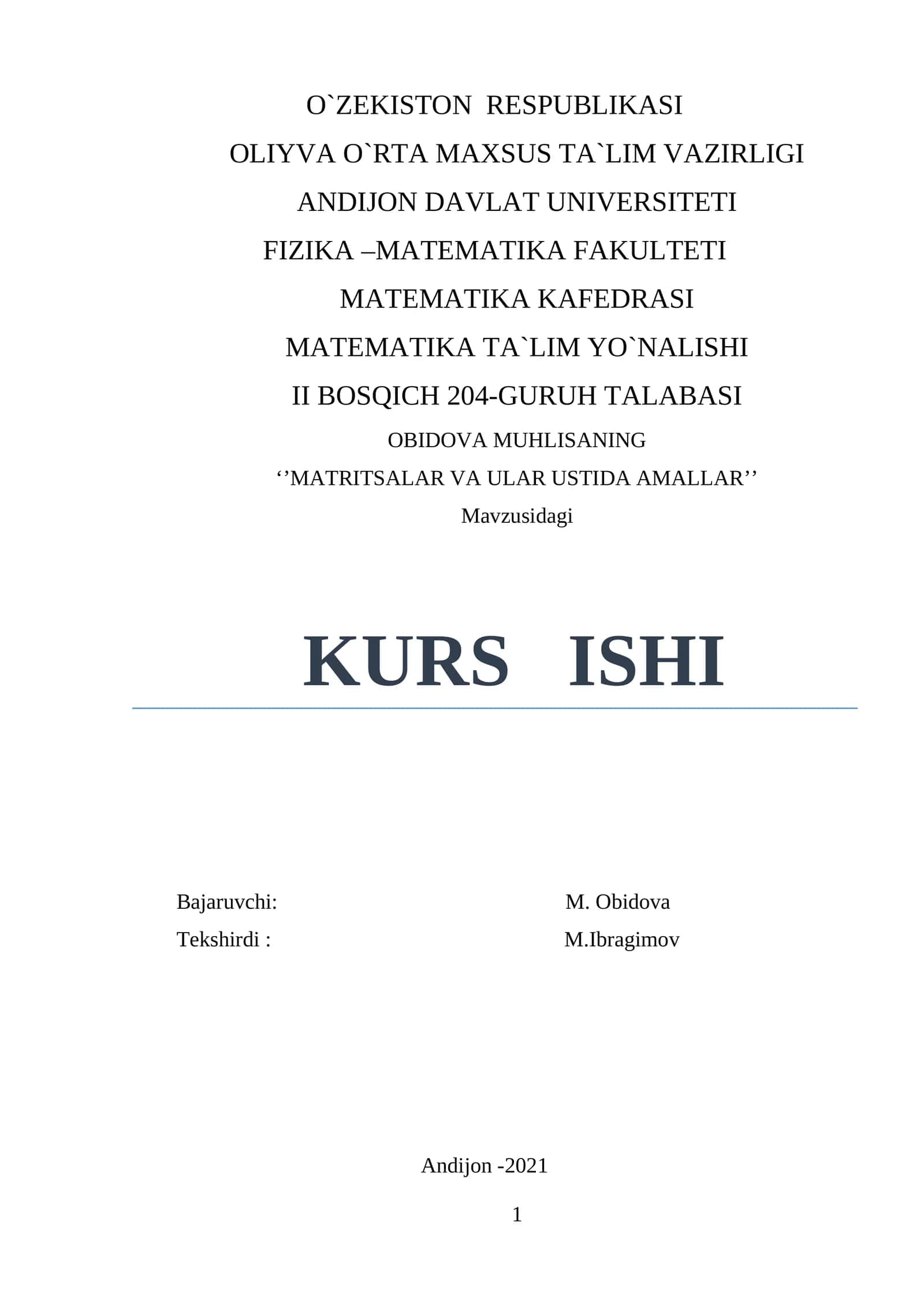 MATRITSALAR VA ULAR USTIDA AMALLAR 1