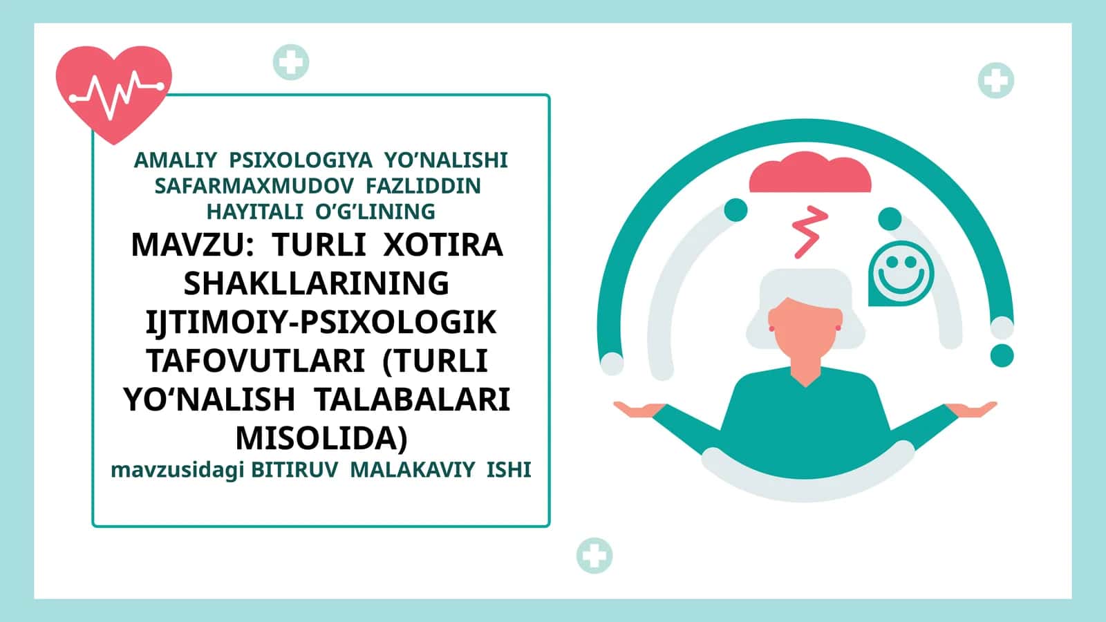 TURLI XOTIRA SHAKLLARINING IJTIMOIY-PSIXOLOGIK TAFOVUTLARI (TURLIYOʻNALISHTALABALARI MISOLIDA) 1