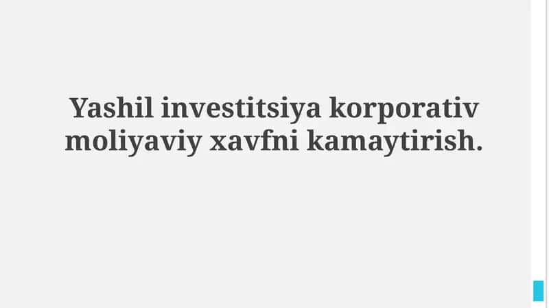 Korporativ moliyaviy xavf va investitsiyalar 1
