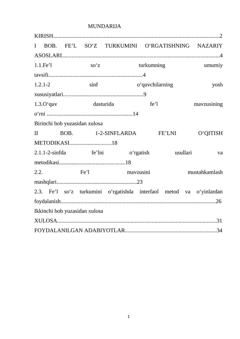 Fe’l so‘z turkumini o‘rgatishning nazariy asoslari 1