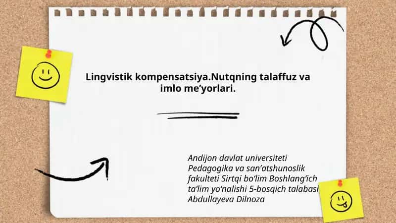 Lingvistik kompensatsiya.Nutqning talaffuz va imlo meʼyorlari. 1