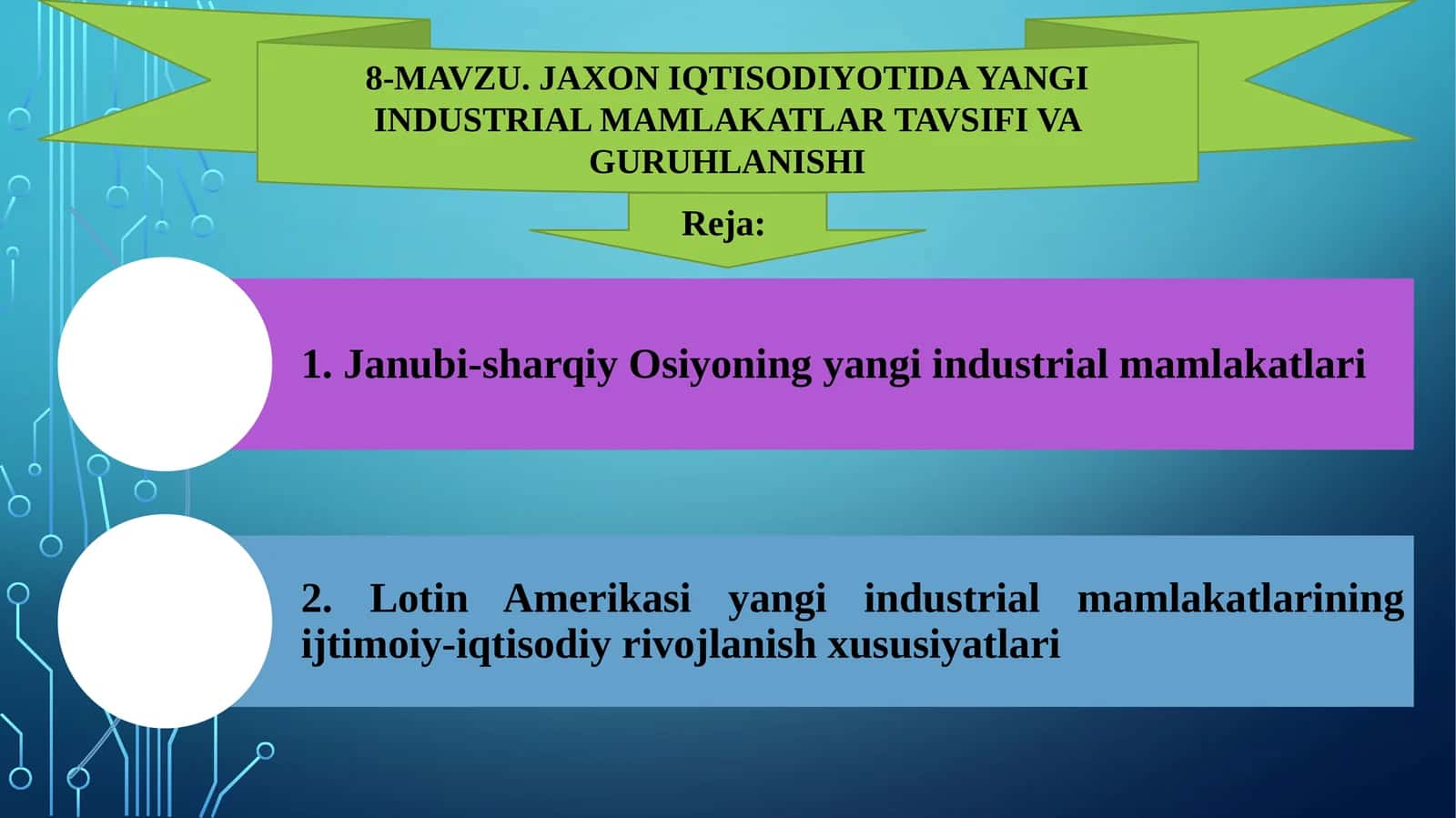 Jahon iqtisodiyotida yangi industrial mamlakatlar tavsifi va guruhlanishi 1