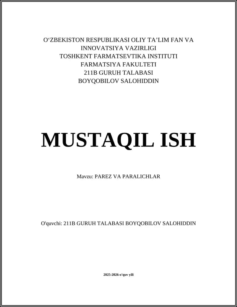 PAREZ VA PARALICHLAR 1