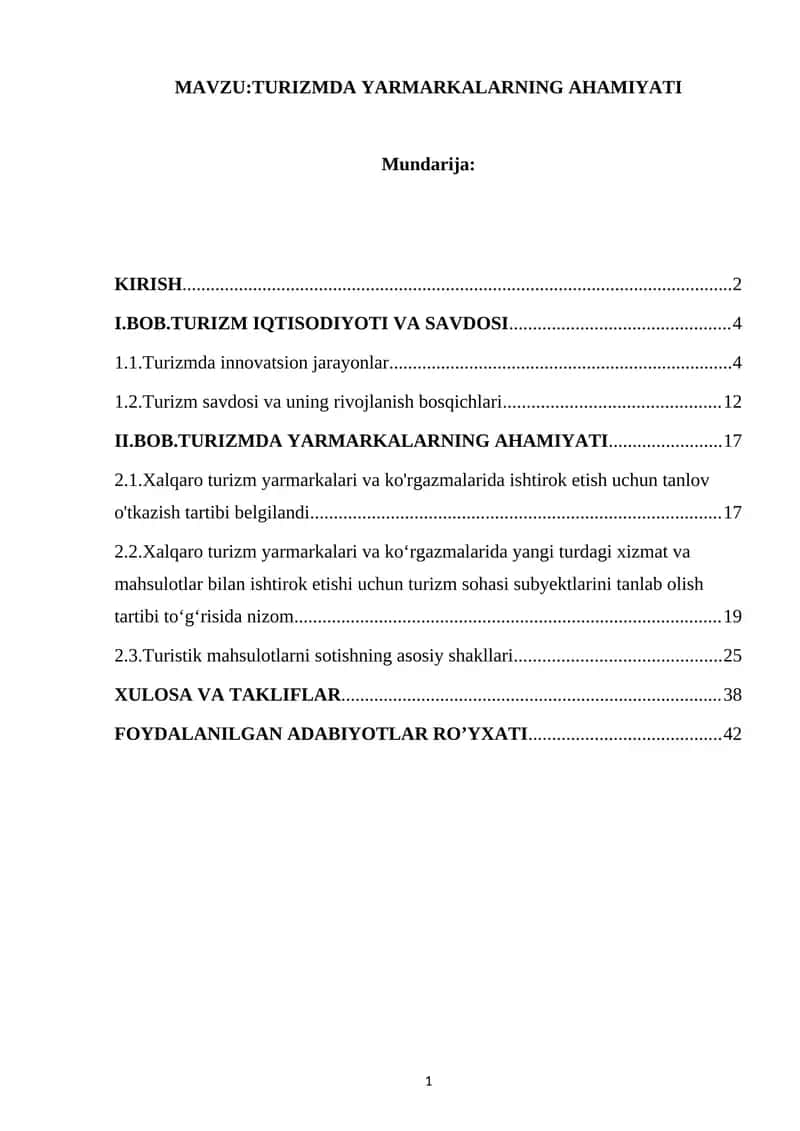 TURIZMDA YARMARKALARNING AHAMIYATI 1
