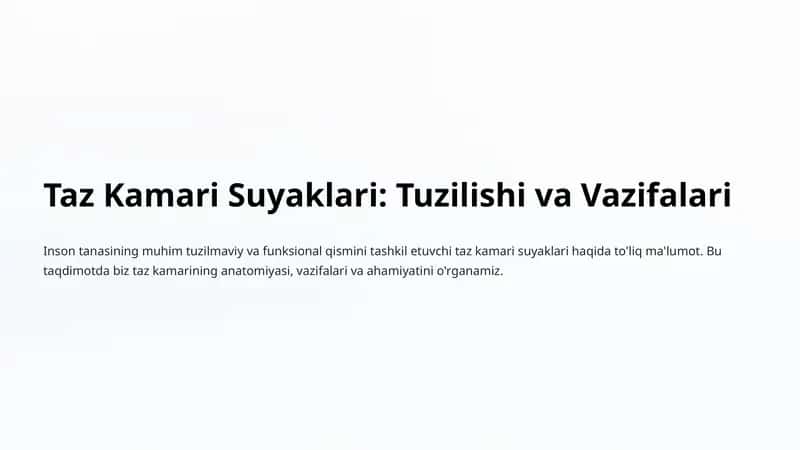 Taz Kamari Suyaklari: Tuzilishi va Vazifalari 1