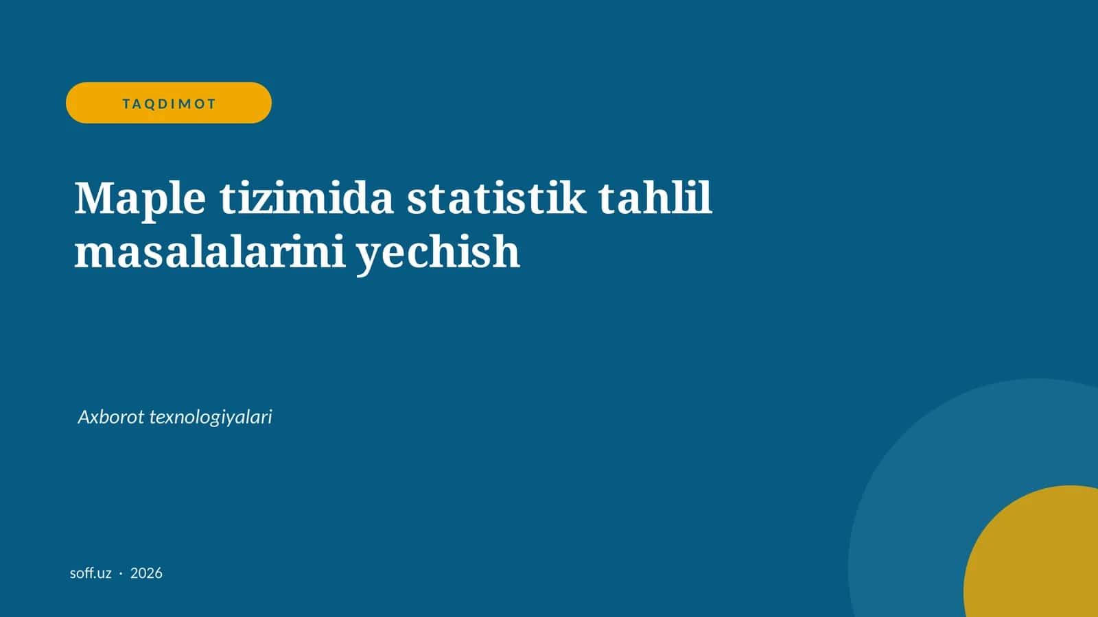 Maple tizimida statistik tahlil masalalarini yechish 1