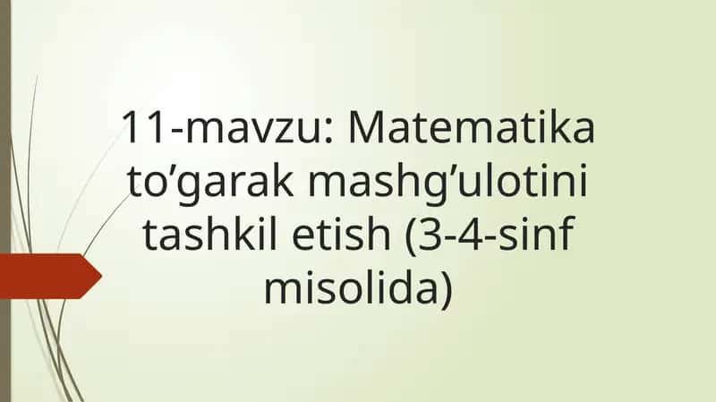 Matematika to'garak mashg'uloti 1