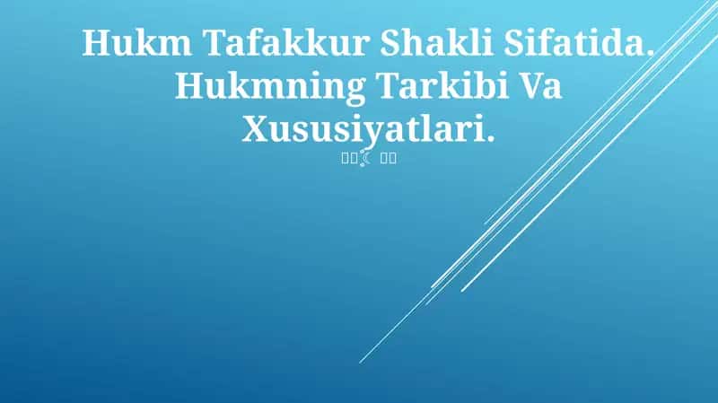 Hukm Tafakkur Shakli Sifatida 1