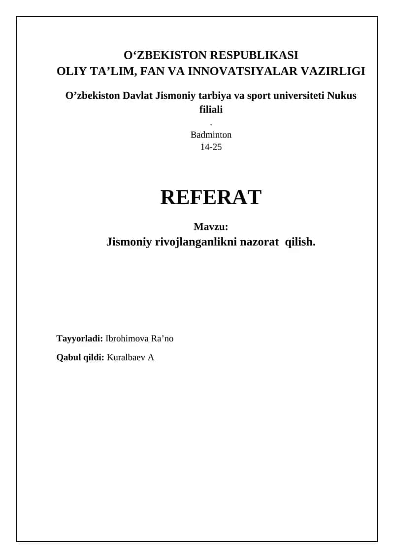 Jismoniy rivojlanish monitoringi: Asosiy tushunchalar va usullar 1