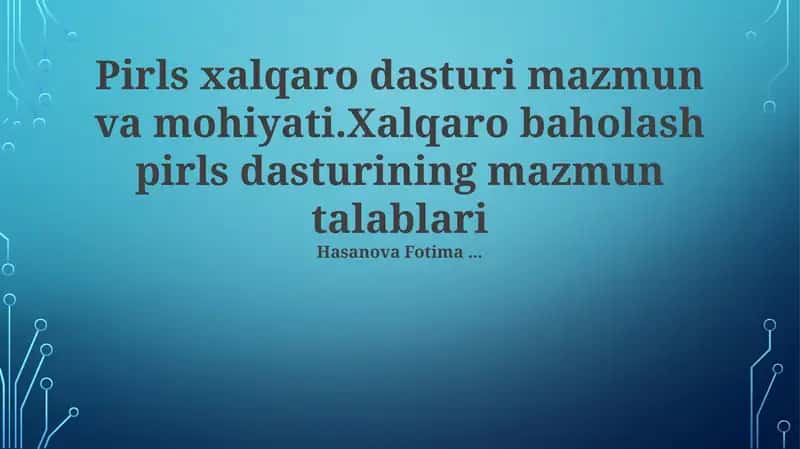 PIRLS xalqaro dasturi 1