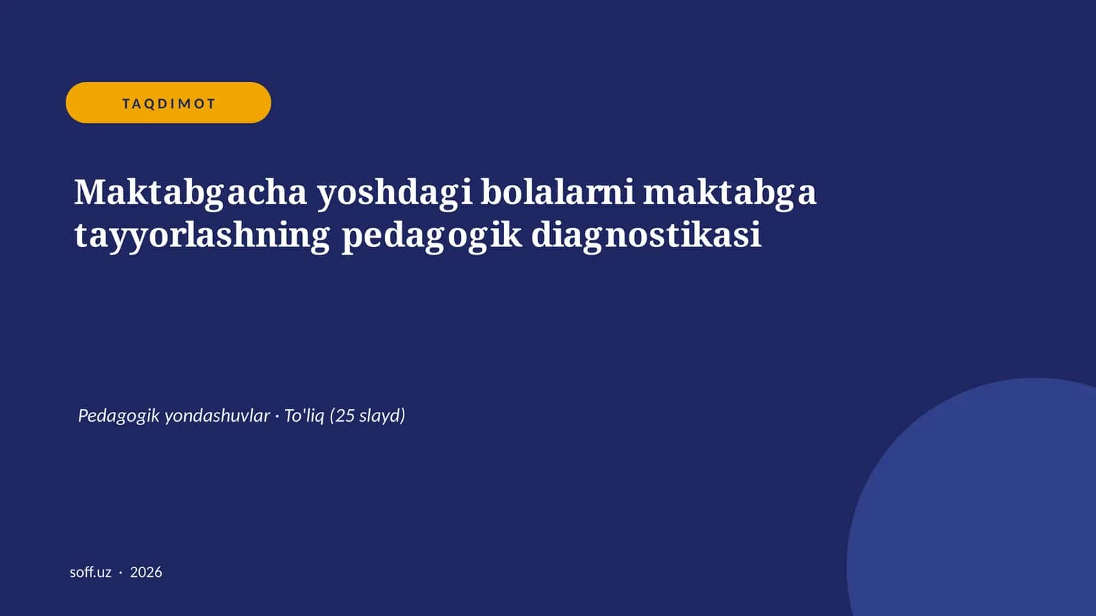 Maktabgacha yoshdagi bolalarni maktabga tayyorlashning pedagogik diagnostikasi 1