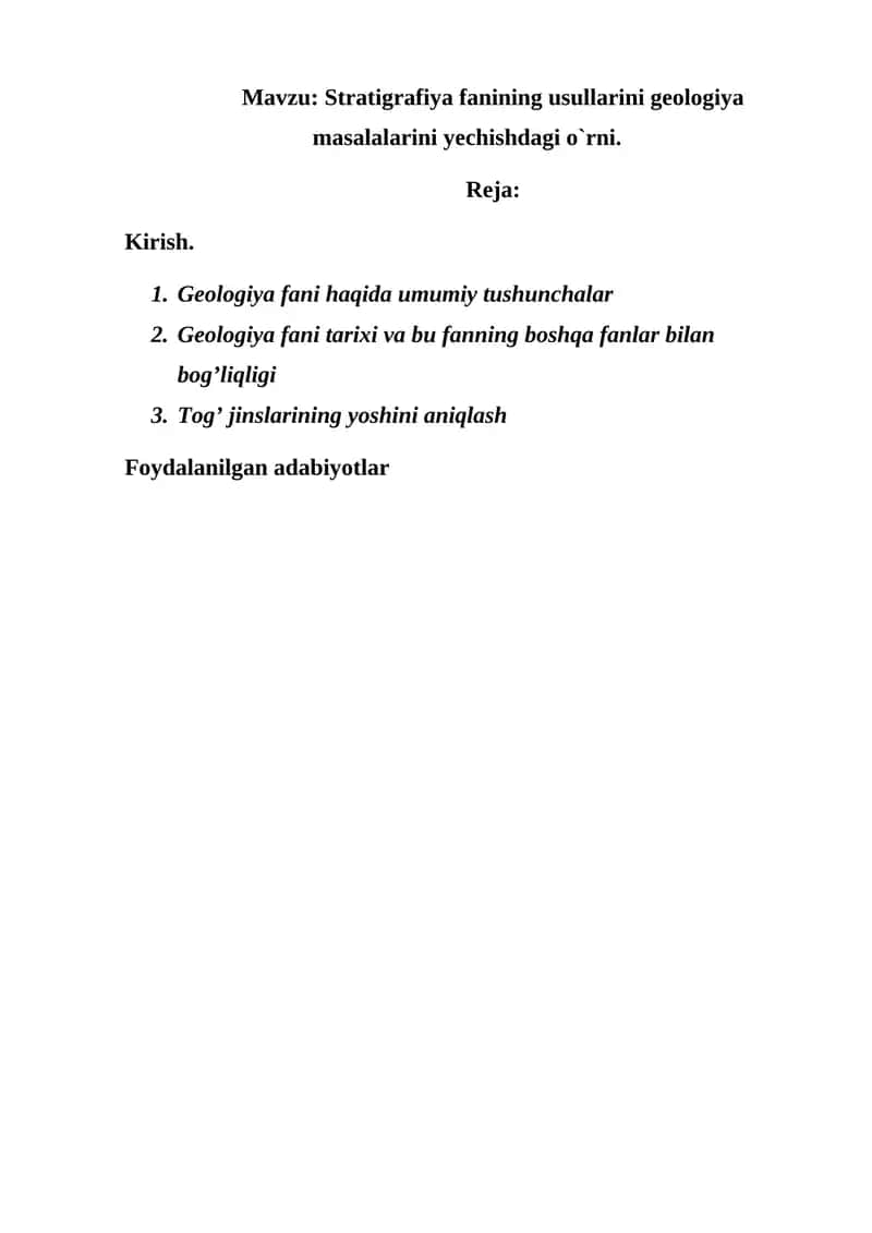 Geologiya fanining usullari 1
