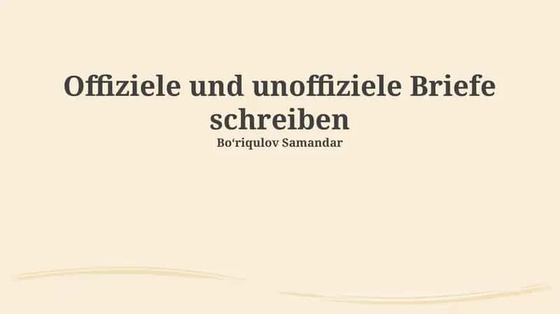 Offiziele und unoffiziele Briefe schreiben 1