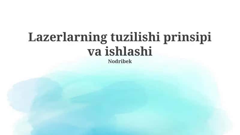 Lazerlarning tuzilishi prinsipi va ishlashi 1