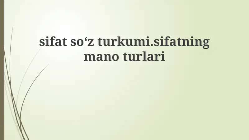 Sifat So'z Turkumi 1